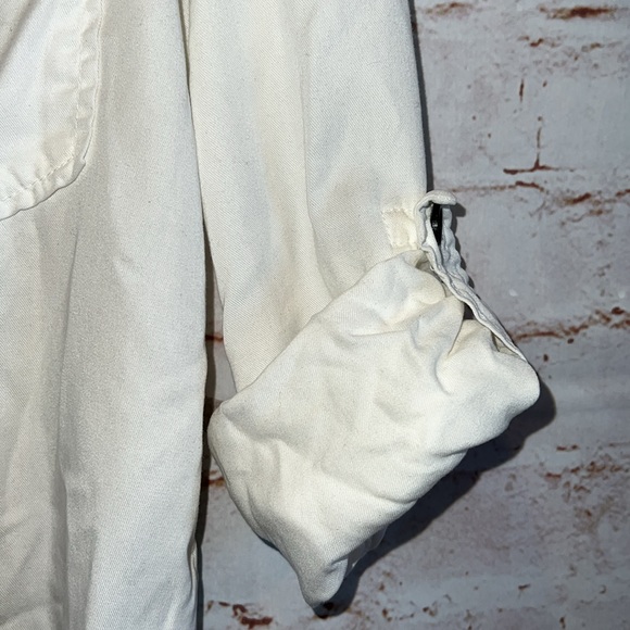 Zara Shirt Womens XS White Button front Long Sleeve Roll Tab Chest Pockets - Picture 6 of 9